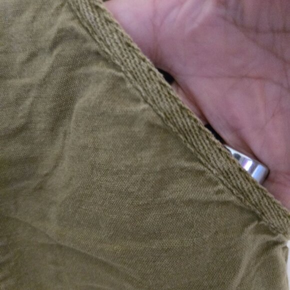 Anthropologie Khaki Linen Cotton Blend Patch Pocket Comfort Pants Size 30 - Picture 4 of 6